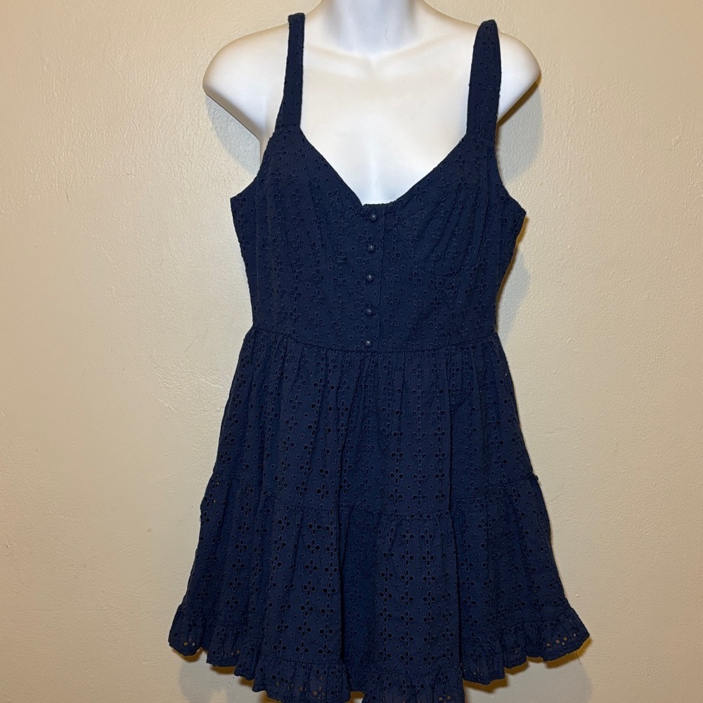 Lulu's Midnight Blue Eyelet Mini Dress